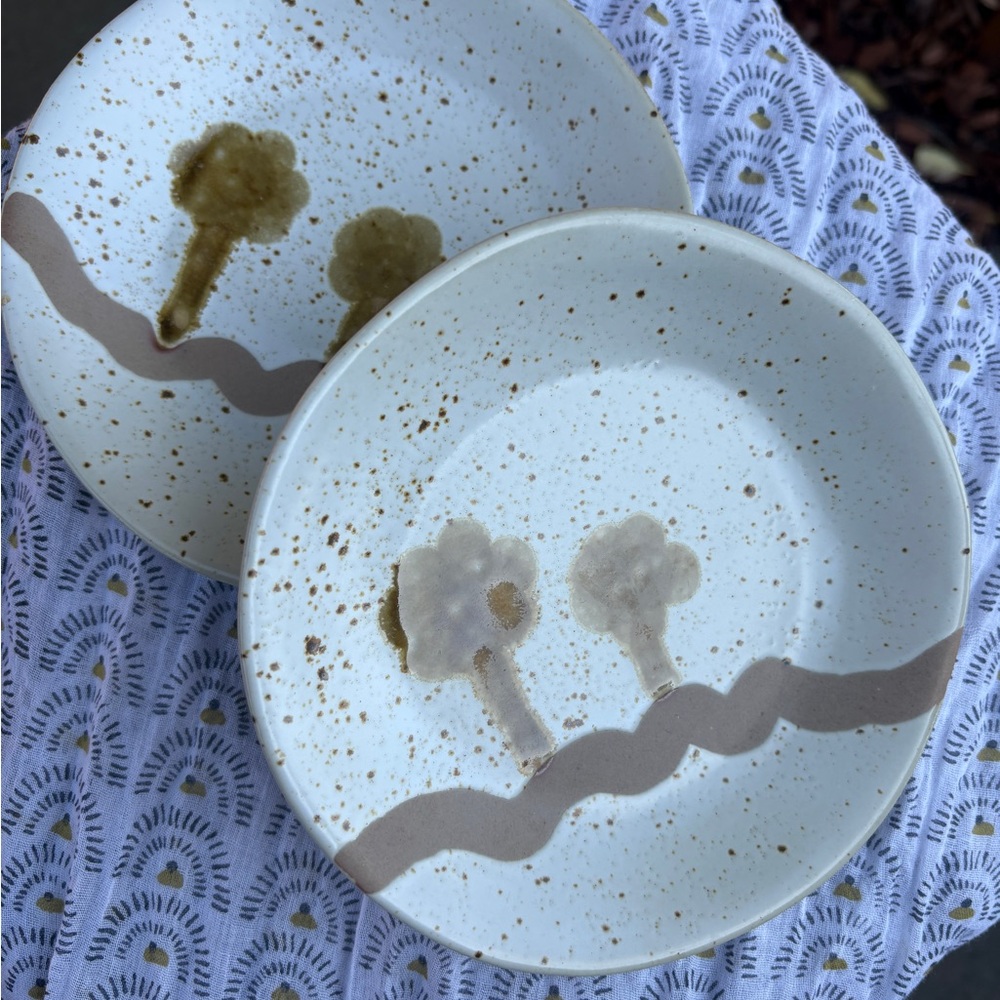 Artistic Ceramic Plates with Tree Design